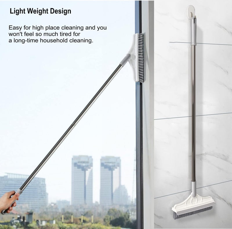 CraftinAround 2 in 1 Floor Scrub Brush with V-Shape Stiff PVC Bristles, Stainless Steel Handle, Silver, 9x1.78x15.7 inches, 1 Count - Image 5